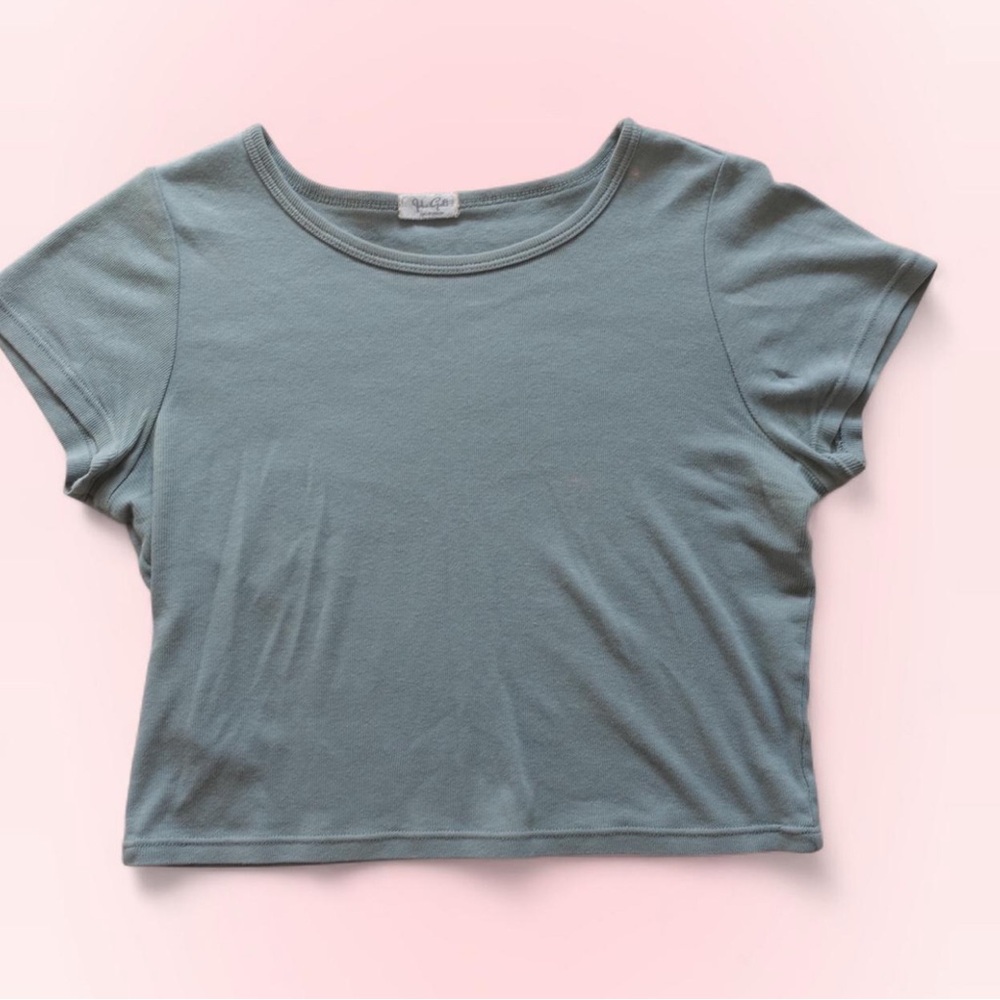 Limited Edition Brandy Melville Sage Green Cropped T-Shirt